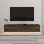 Έπιπλο τηλεόρασης επιτοίχιο Aristo Megapap με LED χρώμα καρυδί 135x31,6x25εκ. - Image 3