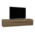 Έπιπλο τηλεόρασης επιτοίχιο Aristo Megapap με LED χρώμα καρυδί 135x31,6x25εκ. - Image 6