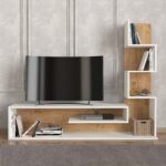 Έπιπλο τηλεόρασης Metehan Megapap χρώμα λευκό - sapphire oak 149,5x29,5x120εκ. - Image 2