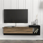 Έπιπλο τηλεόρασης επιτοίχιο Volare Megapap χρώμα καρυδί - μαύρο 150x29,6x38,6εκ. - Image 3