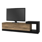 Έπιπλο τηλεόρασης επιτοίχιο Volare Megapap χρώμα καρυδί - μαύρο 150x29,6x38,6εκ. - Image 5