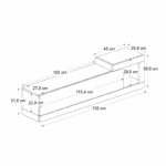 Έπιπλο τηλεόρασης επιτοίχιο Volare Megapap χρώμα καρυδί - μαύρο 150x29,6x38,6εκ. - Image 6