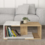 Τραπεζάκι σαλονιού Mareta Megapap χρώμα λευκό εφέ μαρμάρου - sapphire oak 81,8x50x35εκ. - Image 2