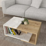 Τραπεζάκι σαλονιού Mareta Megapap χρώμα λευκό εφέ μαρμάρου - sapphire oak 81,8x50x35εκ. - Image 3