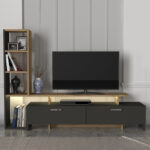 Σύνθεση τηλεόρασης Simal Megapap με LED χρώμα ανθρακί - sepet oak 168,2x31,3x120εκ. - Image 3