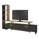 Σύνθεση τηλεόρασης Simal Megapap με LED χρώμα ανθρακί - sepet oak 168,2x31,3x120εκ. - Image 6