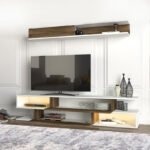 Σύνθεση τηλεόρασης Manet Megapap με LED χρώμα λευκό - καρυδί 180x29,5x39εκ. - Image 2