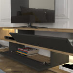 Σύνθεση τηλεόρασης Manet Megapap με LED χρώμα sepet oak - ανθρακί 180x29,5x39εκ. - Image 4