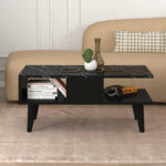 Τραπεζάκι σαλονιού Andros Megapap χρώμα μαύρο - μαύρο εφέ μαρμάρου 90x54x39,6εκ. - Image 3