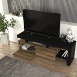 Έπιπλο τηλεόρασης Acnes Megapap χρώμα μαύρο - καρυδί 160x40x53εκ. - Image 4