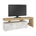 Έπιπλο τηλεόρασης Acnes Megapap χρώμα λευκό εφέ μαρμάρου - sapphire oak 160x40x53εκ. - Image 5