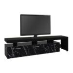 Έπιπλο τηλεόρασης Acnes Megapap χρώμα μαύρο - μαύρο εφέ μαρμάρου 220x40x52εκ. - Image 5