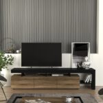 Έπιπλο τηλεόρασης Acnes Megapap χρώμα μαύρο - καρυδί 220x40x52εκ. - Image 3