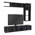 Σύνθεση τηλεόρασης Darcy Megapap χρώμα μαύρο εφέ μαρμάρου - μαύρο 180x40x33εκ. - Image 5