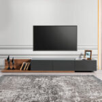 Έπιπλο τηλεόρασης Enstey Megapap επεκτεινόμενο χρώμα καρυδί - ανθρακί 260x41,8x33,5εκ. - Image 5