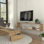 Έπιπλο τηλεόρασης επιτοίχιο Regnar Megapap χρώμα sapphire oak 168,6x25x31,8εκ. - Image 3