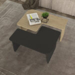 Τραπεζάκι σαλονιού σετ 2τμχ Lava Megapap χρώμα rota oak - ανθρακί 75x48,5x35,6εκ. - Image 4
