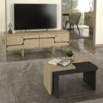 Τραπεζάκι σαλονιού σετ 2τμχ Lava Megapap χρώμα rota oak - ανθρακί 75x48,5x35,6εκ. - Image 5