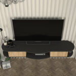 Έπιπλο τηλεόρασης επιτοίχιο Perk Megapap με LED χρώμα ανθρακί - sepet oak 150x35x19,2εκ. - Image 4