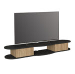 Έπιπλο τηλεόρασης επιτοίχιο Perk Megapap με LED χρώμα ανθρακί - sepet oak 150x35x19,2εκ. - Image 5