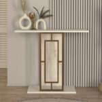 Κονσόλα Alderas Megapap χρώμα sandstone - travertine - χρυσό 90x29,6x76,8εκ. - Image 2