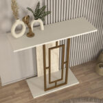 Κονσόλα Alderas Megapap χρώμα sandstone - travertine - χρυσό 90x29,6x76,8εκ. - Image 3