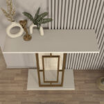 Κονσόλα Alderas Megapap χρώμα sandstone - travertine - χρυσό 90x29,6x76,8εκ. - Image 4