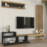 Σύνθεση τηλεόρασης Dumont Megapap χρώμα ανθρακί - sepet oak 240x36,8x200εκ. - Image 4