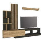 Σύνθεση τηλεόρασης Vermont Megapap χρώμα ανθρακί - sepet oak 240x40x192εκ. - Image 6