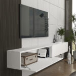 Έπιπλο τηλεόρασης επιτοίχιο Espanse Megapap χρώμα λευκό 241,8x31,7x30εκ. - Image 3