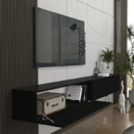 Έπιπλο τηλεόρασης επιτοίχιο Espanse Megapap χρώμα μαύρο 241,8x31,7x30εκ. - Image 3