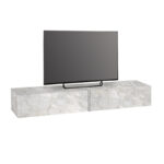 Έπιπλο τηλεόρασης επιτοίχιο Espanse Megapap χρώμα λευκό εφέ μαρμάρου 241,8x31,7x30εκ. - Image 5