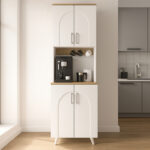 Έπιπλο κουζίνας Kalira 2 Megapap χρώμα λευκό - rota oak 60x40x196εκ. - Image 3