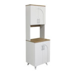 Έπιπλο κουζίνας Kalira 2 Megapap χρώμα λευκό - rota oak 60x40x196εκ. - Image 4