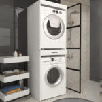 Έπιπλο πλυντηρίου - στεγνωτηρίου Fika Megapap χρώμα λευκό 67x61,8x198,5εκ. - Image 2