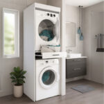 Έπιπλο πλυντηρίου - στεγνωτηρίου Fika Megapap χρώμα λευκό 67x61,8x198,5εκ. - Image 3