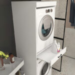 Έπιπλο πλυντηρίου - στεγνωτηρίου Fika Megapap χρώμα λευκό 67x61,8x198,5εκ. - Image 4