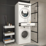 Έπιπλο πλυντηρίου - στεγνωτηρίου Fika Megapap χρώμα λευκό 67x61,8x198,5εκ. - Image 5