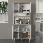 Έπιπλο κουζίνας Potter 3 Megapap χρώμα λευκό - rota oak 90x40x196,1εκ. - Image 2