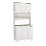 Έπιπλο κουζίνας Potter 3 Megapap χρώμα λευκό - rota oak 90x40x196,1εκ. - Image 5