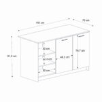 Τραπέζι - Πάγκος κουζίνας Peres Megapap χρώμα λευκό - sepet oak 150x70x91,8εκ. - Image 7