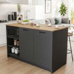 Τραπέζι - Πάγκος κουζίνας Peres Megapap χρώμα ανθρακί - sepet oak 150x70x91,8εκ. - Image 5