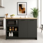 Τραπέζι - Πάγκος κουζίνας Peres Megapap χρώμα ανθρακί - sepet oak 150x70x91,8εκ. - Image 6