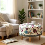 Σκαμπώ Rimini Megapap υφασμάτινο πολύχρωμο 65x65x40εκ. - Image 2