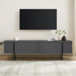 Έπιπλο τηλεόρασης Luxe Megapap χρώμα ανθρακί 180x30x50εκ. - Image 5