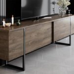 Έπιπλο τηλεόρασης Luxe Megapap χρώμα καρυδί 180x30x50εκ. - Image 3