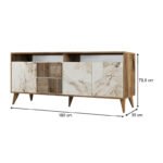 Μπουφές Milan Megapap χρώμα καρυδί - λευκό εφέ μαρμάρου 180x35x78,6εκ. - Image 6