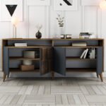 Μπουφές Milan Megapap χρώμα καρυδί - ανθρακί 180x35x78,6εκ. - Image 2