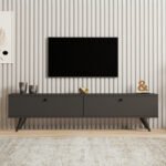 Έπιπλο τηλεόρασης Paris Megapap χρώμα ανθρακί 160x25x35εκ. - Image 3