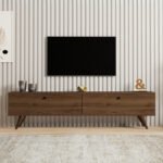 Έπιπλο τηλεόρασης Paris Megapap χρώμα καρυδί 160x25x35εκ. - Image 3